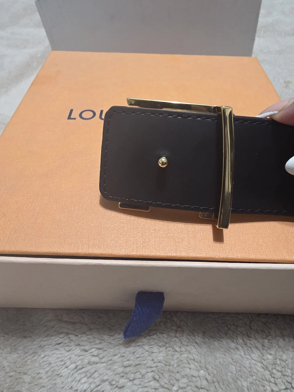 Louis Vuitton Brown Monogram Belt with Gold LV Buckle